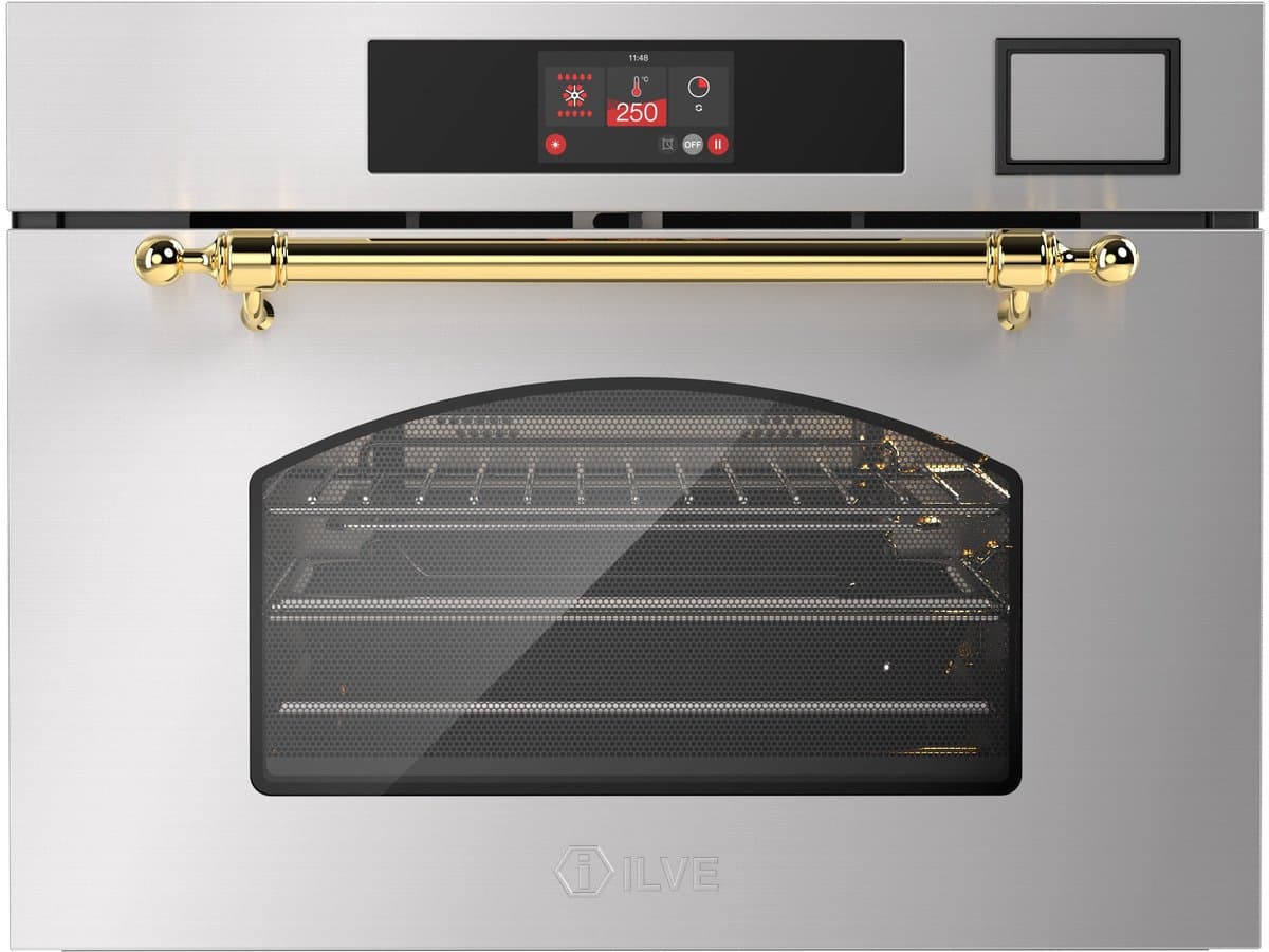 ILVE Compact 45cm 3 in 1 oven/stoom/magnetron Nost. RVS Messing - Inbouw — afbeelding 1