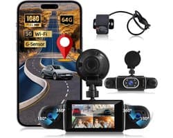 SnelShoppen - Dashcam 360 Graden - 4 Kanalen - 1080p + 720p - Wifi App Bediening - Nachtzicht - Loopopname - Parkeerbewaking - G-sensor - Auto Camera