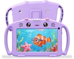 SnelShoppen - Kids Tablet 7 Inch - Android Tablet met WiFi Bluetooth - Quad Core 2GB RAM 32GB Opslag - Kindvriendelijke Silicone Hoes - Voor Kinderen