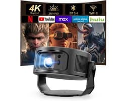SnelShoppen - Magcubic Mini-beamer 4K, 360° + 35° opvouwbare split projector, 260 ANSI, wifi 6, Bluetooth 5.4, automatische trapeziumcorrectie, handma