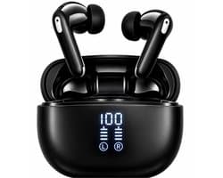 Kiraal Sonic Pro 2 - Draadloze Oordopjes - Bluetooth 6.0 - Noise Cancelling ANC & ENC - Universeel voor iPhone en Android - Dual Device - Oplaadcase met LED Display - Touchbediening - Zwart