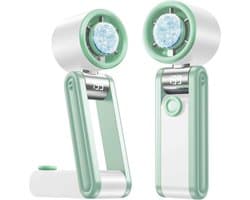LISM-Draagbare opvouwbare ventilator met koelfunctie, 199 instelbare snelheden, 3000mAh oplaadbare persoonlijke ventilator, met digitaal display en draagkoord, een must-have Geschikt voor zomervakanties, kantoor en buitenactiviteiten, wit.