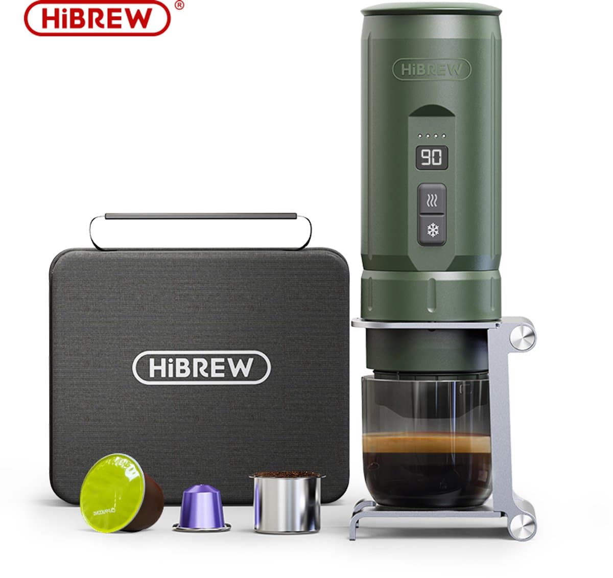 Draagbare espressomachine - Mini koffiemachine - 100 ml - Koffiezetapparaat - Voor Camping, Auto & Reizen - Groen — afbeelding 1