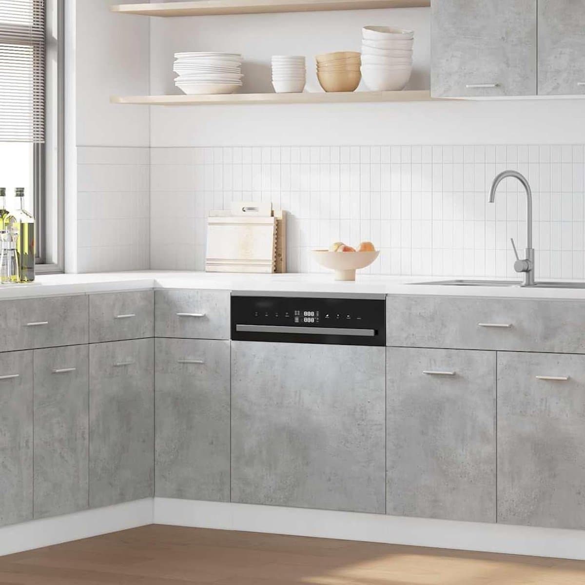 Vaatwasser Frontpaneel - Keukenpaneel Vaatwasserbekleding - Keuken Integratie - Betongrijs Design - 45 cm breed - Grijs — afbeelding 1