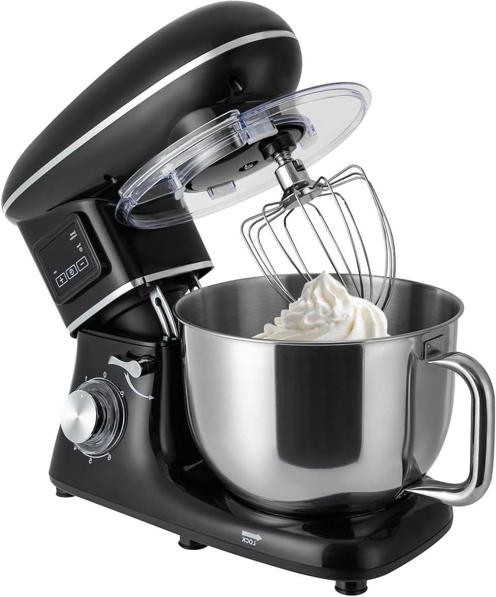 Keukenmachine - Deegmachine Mixer - Bakken Ingrediënten - LCD Timer Functie - 6.2 L - Zwart — afbeelding 1