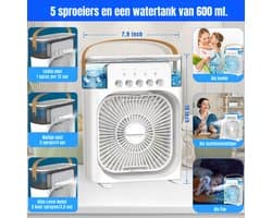 RWB® Mobiele Airco Zonder Afvoer - Luchtkoeler - Aircooler - Wit - 26x20x25cm