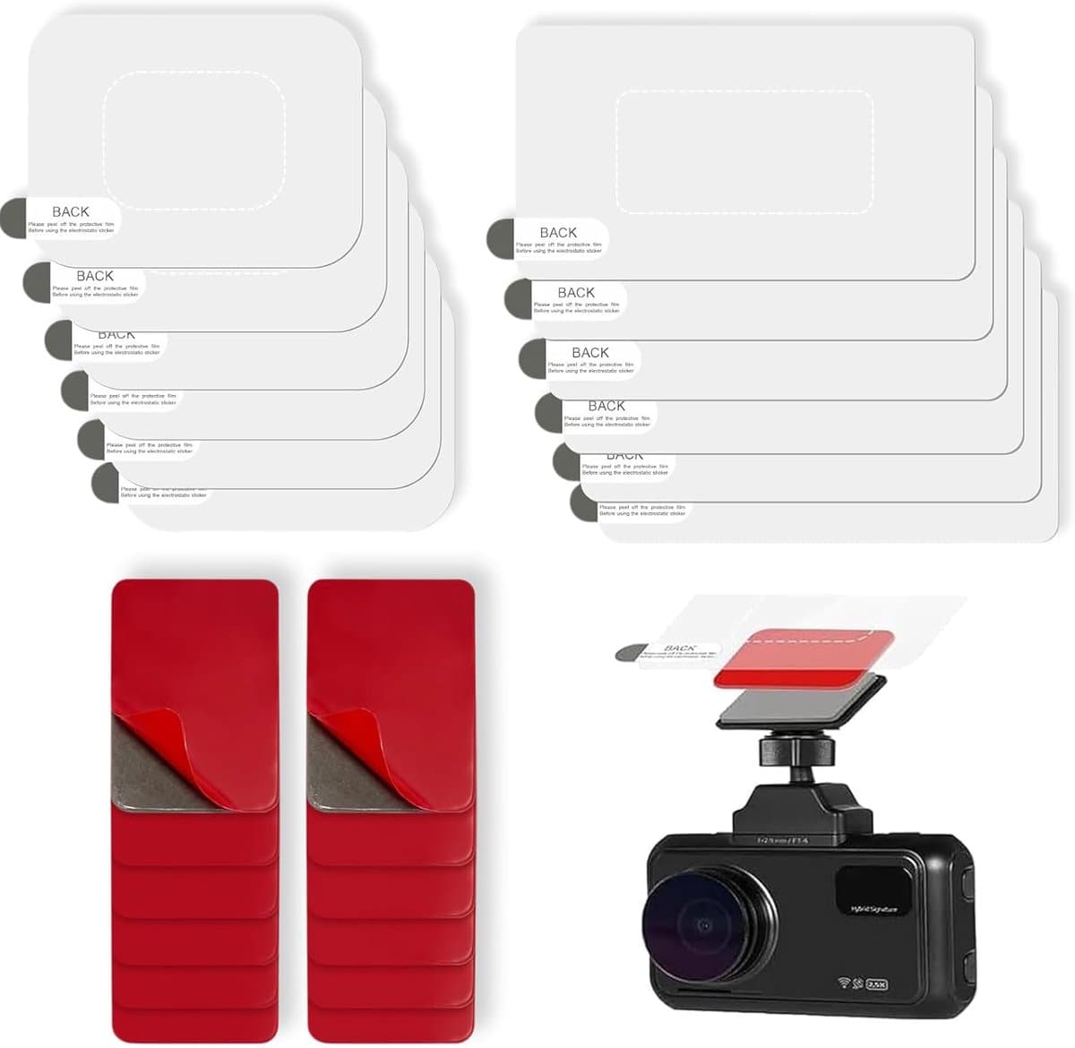 Dashcam zelfklevende pads 12-pack - dubbelzijdig - met antistatische folie - voor veilige montage - ShopVlot — afbeelding 1