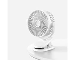 Ventilator - USB ventilator - Mini ventilator - Tafelventilator - Met klem - 3 instelbare snelheden - Verstelbare hoek - Draagbare koelventilator - Ideaal voor kantoor, school & studentenkamers - Wit