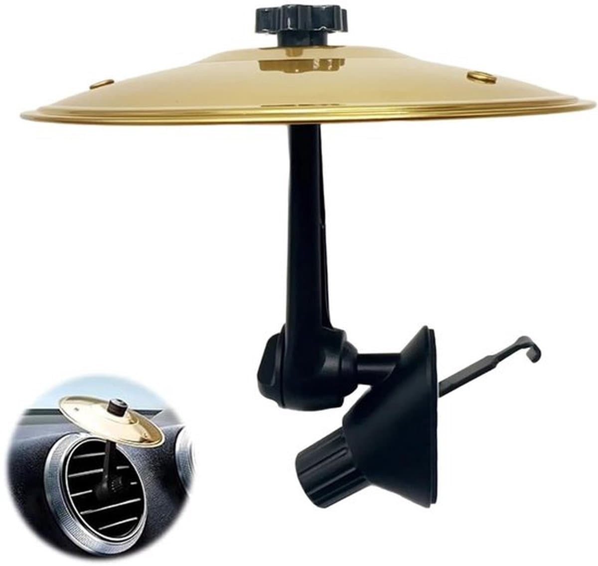1 stuk auto-cymbal drum ventilatieopening - mini metalen drum crash cymbal voor autodashboard, grappig muziekinstrument gadget voor drummer muziekliefhebbers cadeau -Goud — afbeelding 1