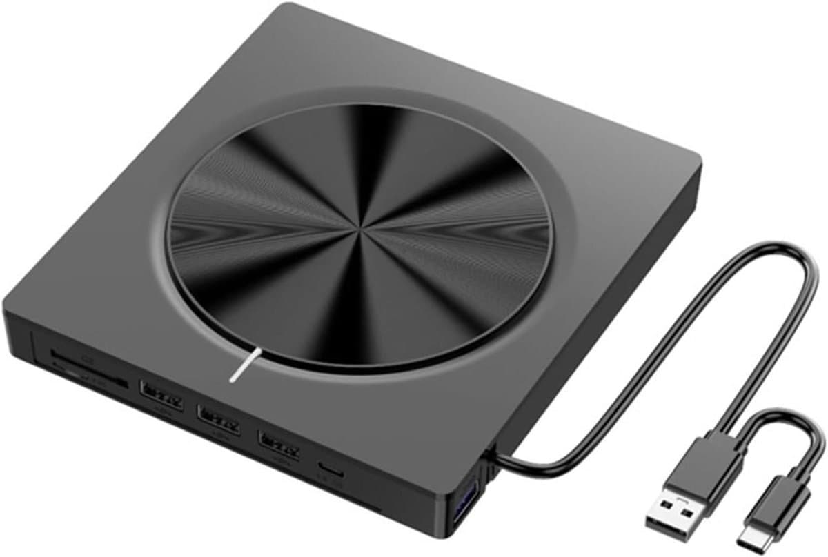 Externe CD DVD Writer - Optische Drive USB C - Bestanden Overzetten - Ingebouwde USB Hub - 4 USB Poorten — afbeelding 1