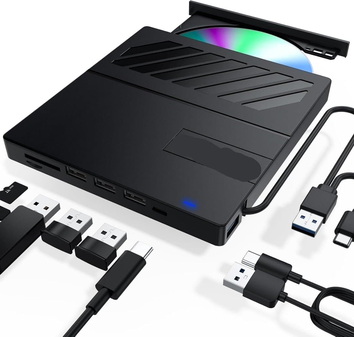 Externe DVD Brander - CD/DVD Station - Bestanden Overzetten - 4 USB Poorten - Extern - Zwart — afbeelding 1
