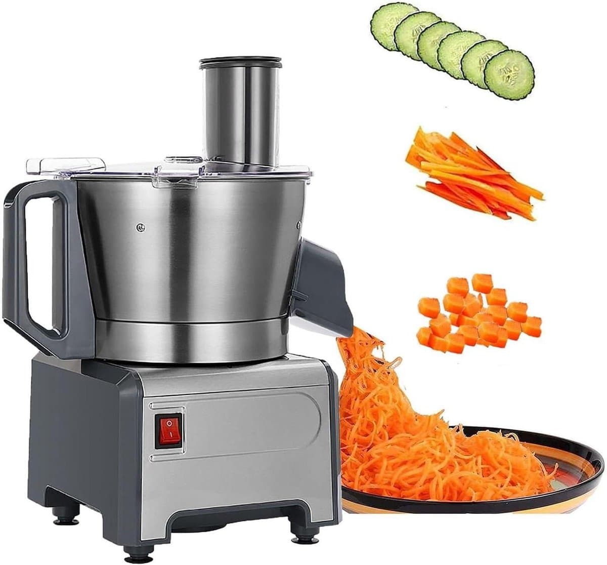 Elektrische Groentehakker - Spiraalsnijder Salademaker - Snel Ingrediënten Snijden - Multifunctioneel Keukenhulpmiddel - 340x260x465mm - Zilver — afbeelding 1