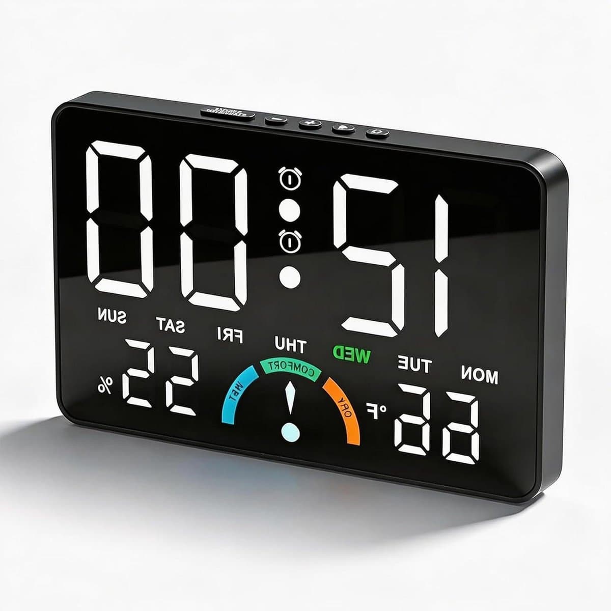 Digitale Wekker - Radiogestuurde Klok - Wakker Worden - Grote LED Display - 100x100mm - Zwart — afbeelding 1