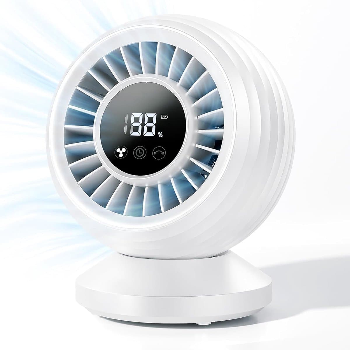Tafelventilator Oplaadbaar – Stil 22 dB – 120° Oscillatie – 12000 mAh – Wit — afbeelding 1