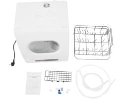 Tafelvaatwasser - Compacte afwasser - Snel servies reinigen - Met watertank - 45 x 45 x 43 cm - Wit