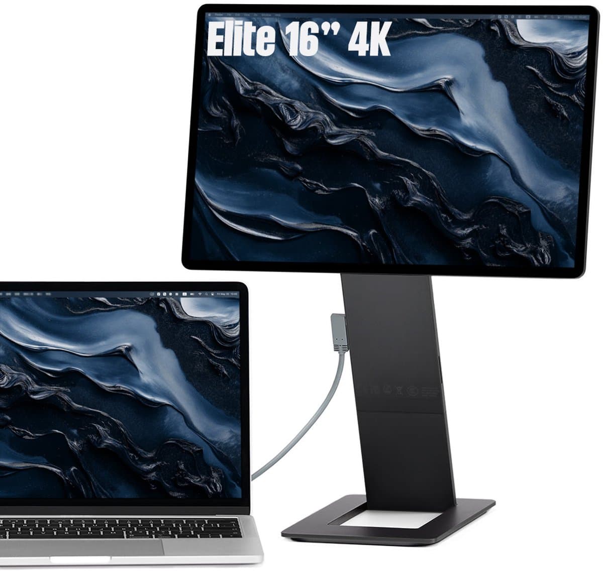 SOTSU® FlipAction Elite 16 inch Portable Monitor 4K UHD - Draagbare Monitor voor Laptop - Extra Scherm Laptop - USB-C 65W & Mini HDMI - 100% DCI-P3 - 450 Nits - Aluminium - Space Black - Draagbaar Scherm — afbeelding 1