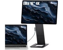 SOTSU® FlipAction Elite 16 inch Portable Monitor 4K UHD - Draagbare Monitor voor Laptop - Extra Scherm Laptop - USB-C 65W & Mini HDMI - 100% DCI-P3 - 450 Nits - Aluminium - Space Black - Draagbaar Scherm