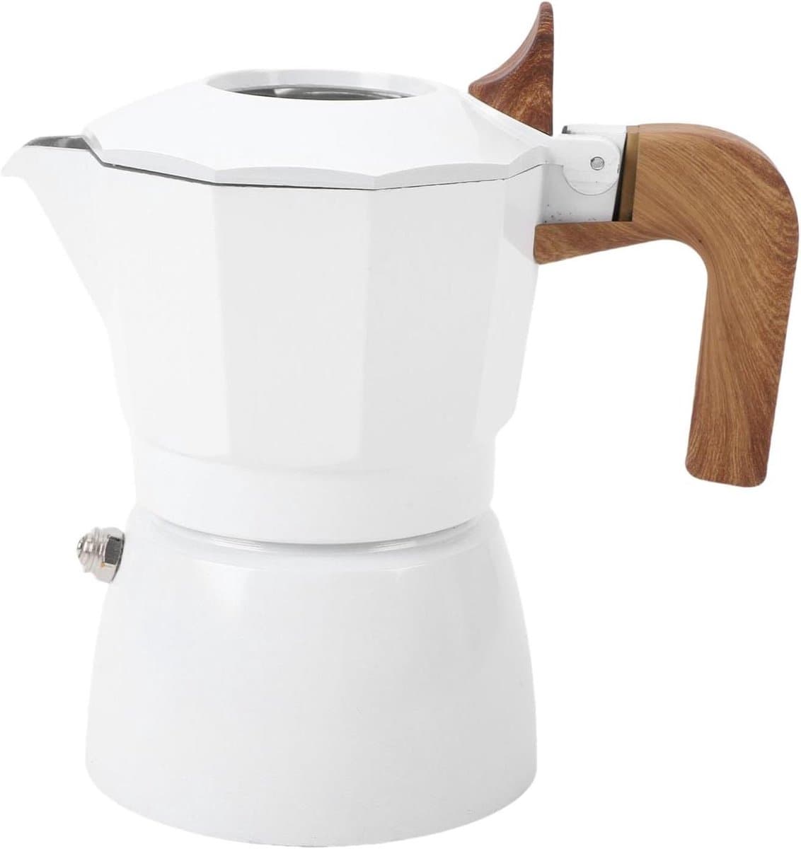 Koffiezetapparaat - Mokkapot - Rijke Koffiesmaak - Dubbel Ventielsysteem - 2 Kopjes - Wit — afbeelding 1