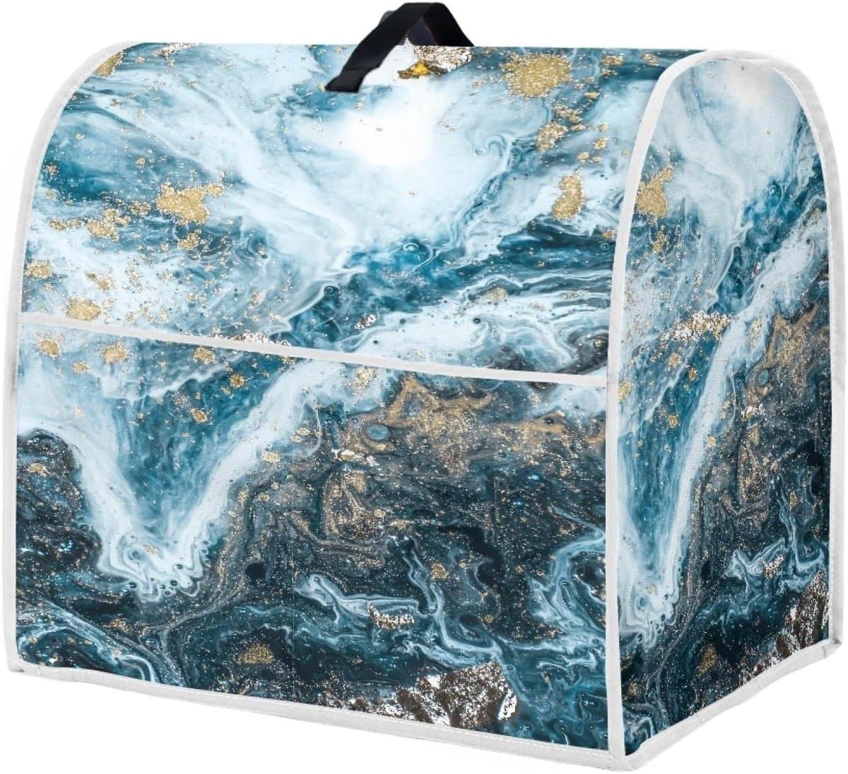 Keukenhulp Afdekking - Mixer Cover - Keuken Decoratie - Met Opbergzakken - 4.5-8 Kwart - Blauw Goud Marmer — afbeelding 1
