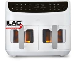 MEDION XXL Dubbele Airfryer P20 - 2 zones - 8,7 L - 2600 W - Wit