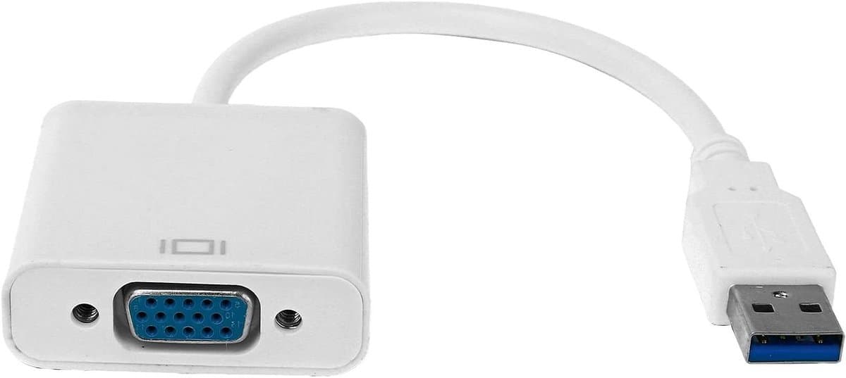 USB naar VGA Adapter - Externe Videokaart - Extra Scherm - Geen Externe Voeding - 1920x1080 Resolutie - Wit — afbeelding 1