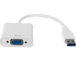 USB naar VGA Adapter - Externe Videokaart - Extra Scherm - Geen Externe Voeding - 1920x1080 Resolutie - Wit