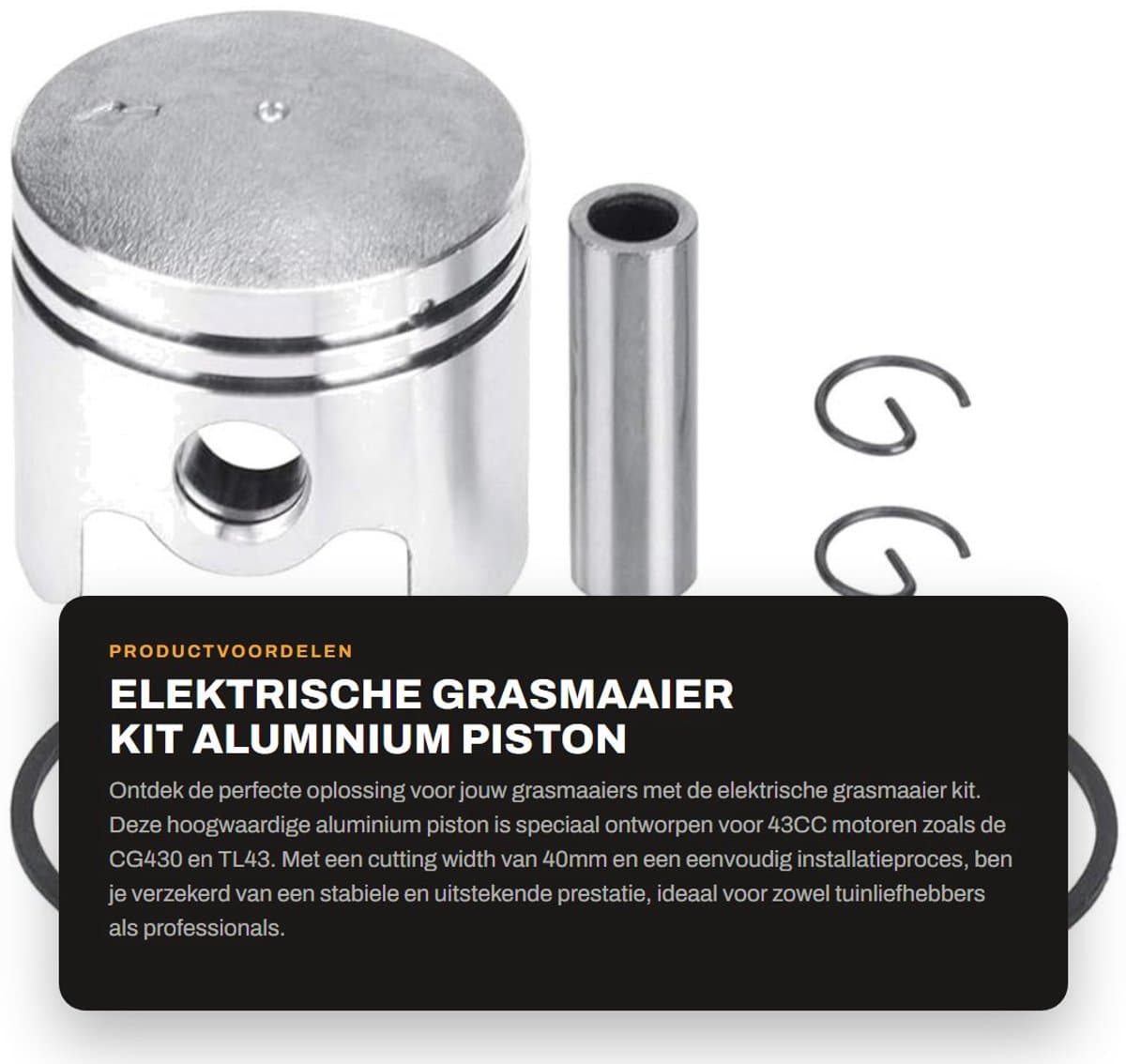 Dailygoods - Elektrische Grasmaaier Kit - Aluminium Piston - Eenvoudige Installatie - 40mm - Vervanging voor 43CC Motoren - Geschikt voor CG430 TL43 — afbeelding 1