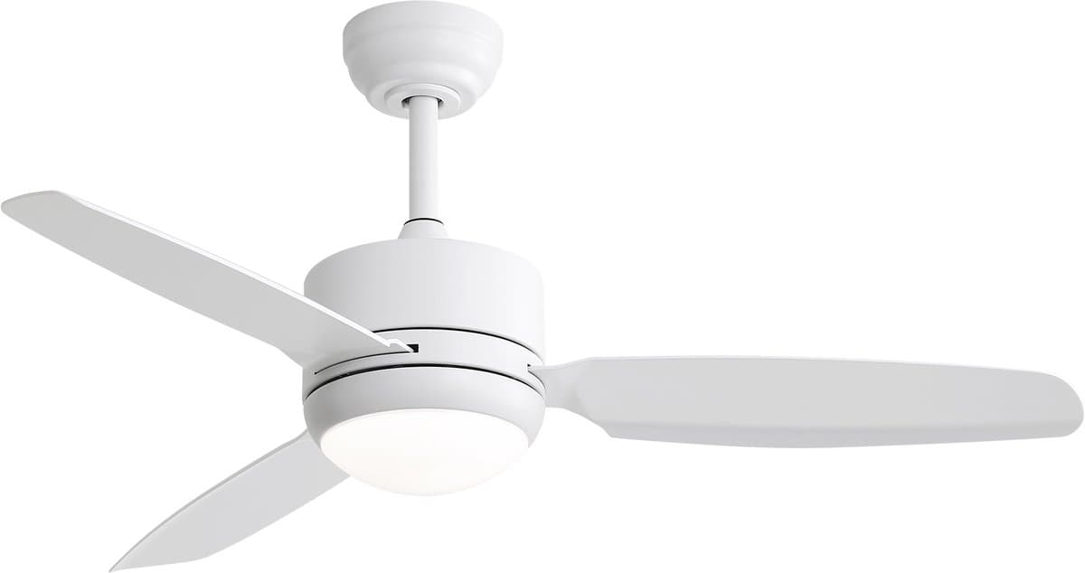 Plafondventilator Met Lamp - 3 ABS Bladen - Ø 46 inch - Dimbare lamp met 3 lichtstanden - 6 standen voor de windkracht - Met Afstandsbediening - LED's Light - Wit — afbeelding 1