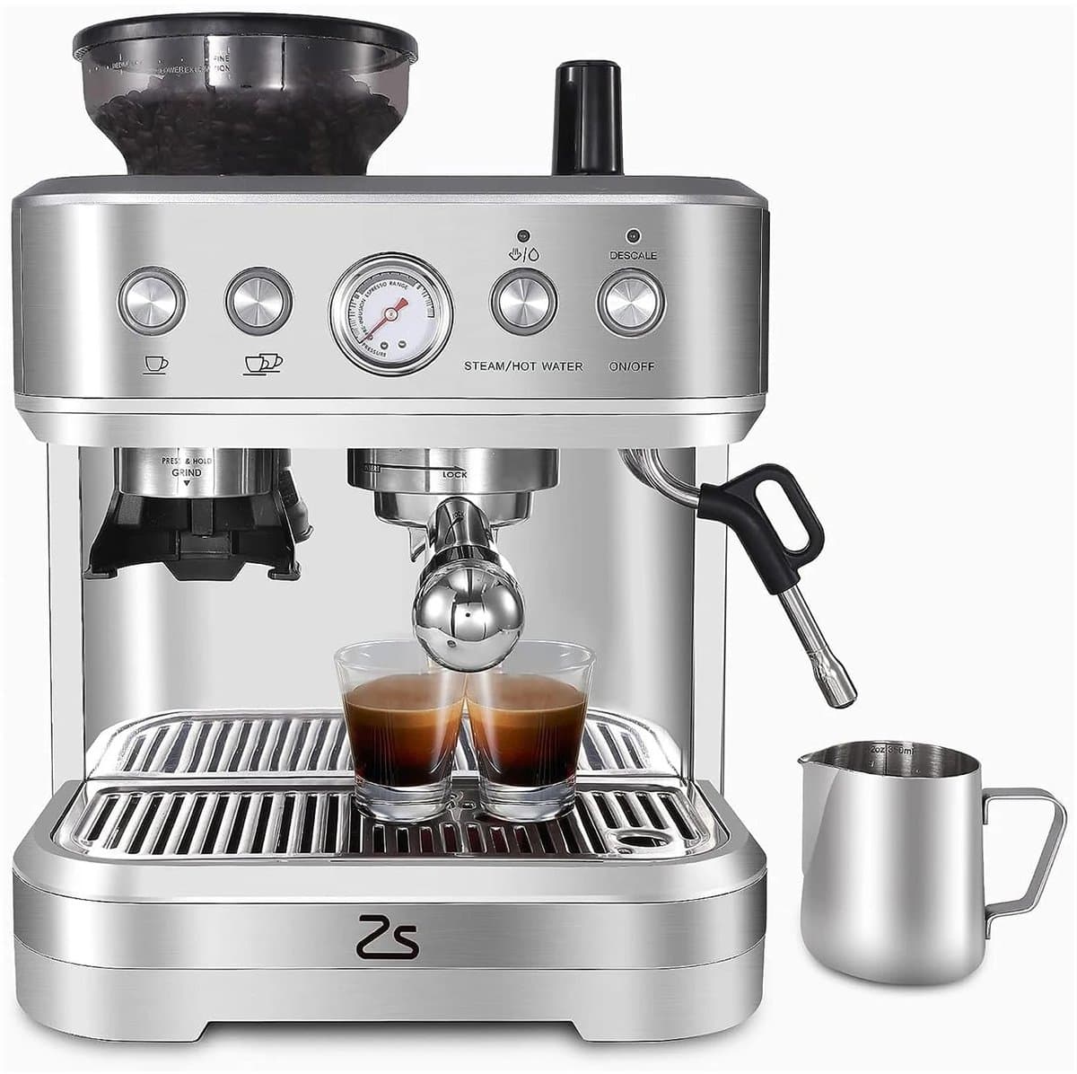 Emvae Koffiemachine - Espressomachine - Koffiemachine voor bonen - 15 Maalstanden - 15 Bar Pomp - Melkopschuimer — afbeelding 1