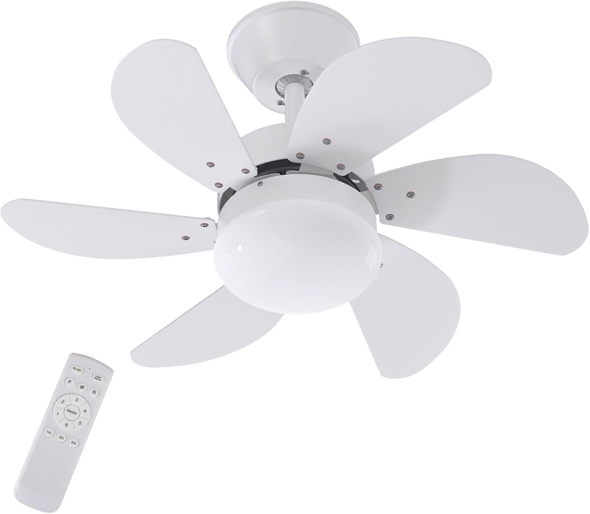 Glitzerlife - Plafond ventilator met verlichting - Ventilator lamp plafond - stille plafondventilator - stil met afstandsbediening en timer - Ø75cm - wit - plafondlampen met ventilator voor woonkamer en slaapkamer — afbeelding 1