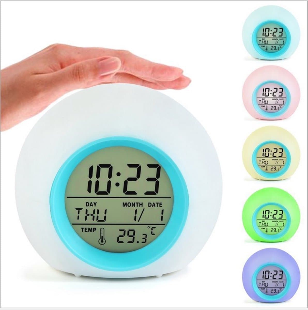 Digitale LED-wekker voor kinderen, met instelbare kleurtemperatuur, geschikt als nachtlampje voor binnen, bedlampje, ideaal voor kinderkamers, geschikt voor zowel jongens als meisjes, en een leuk cadeau. (Batterijen niet inbegrepen) — afbeelding 1