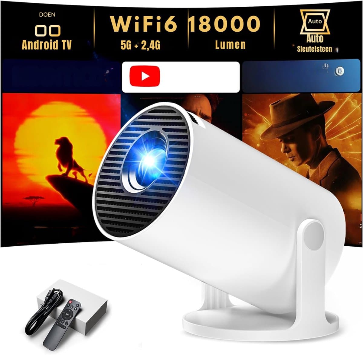 REN® Draagbare beamer - Beamer - Projector - Mini Beamer - Wit- 14cm x 7cm x 9cm — afbeelding 1