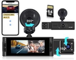 Dashcam - 1080P Full HD - 64GB - Voor auto - G-Sensor - Timelapse Functie - Dual Dashcam