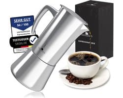 Inductie Espresso Maker van Roestvrij Staal voor 6 Kopjes - Ideaal voor Camping