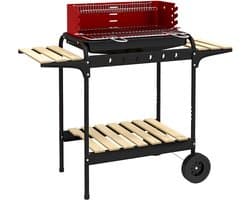 Outsunny-Holzkohlegrill-Metall, Kiefernholz-103L x 47B x 95H cm-Rot
