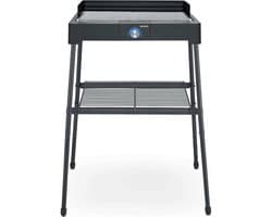 PG 8566 Staande barbecue met roestvrij stalen grillrooster en onderstel en afzettingsrooster, elektrische grill met snelle grillstart, balkongrill zonder verbrandingsgevaar, zwart