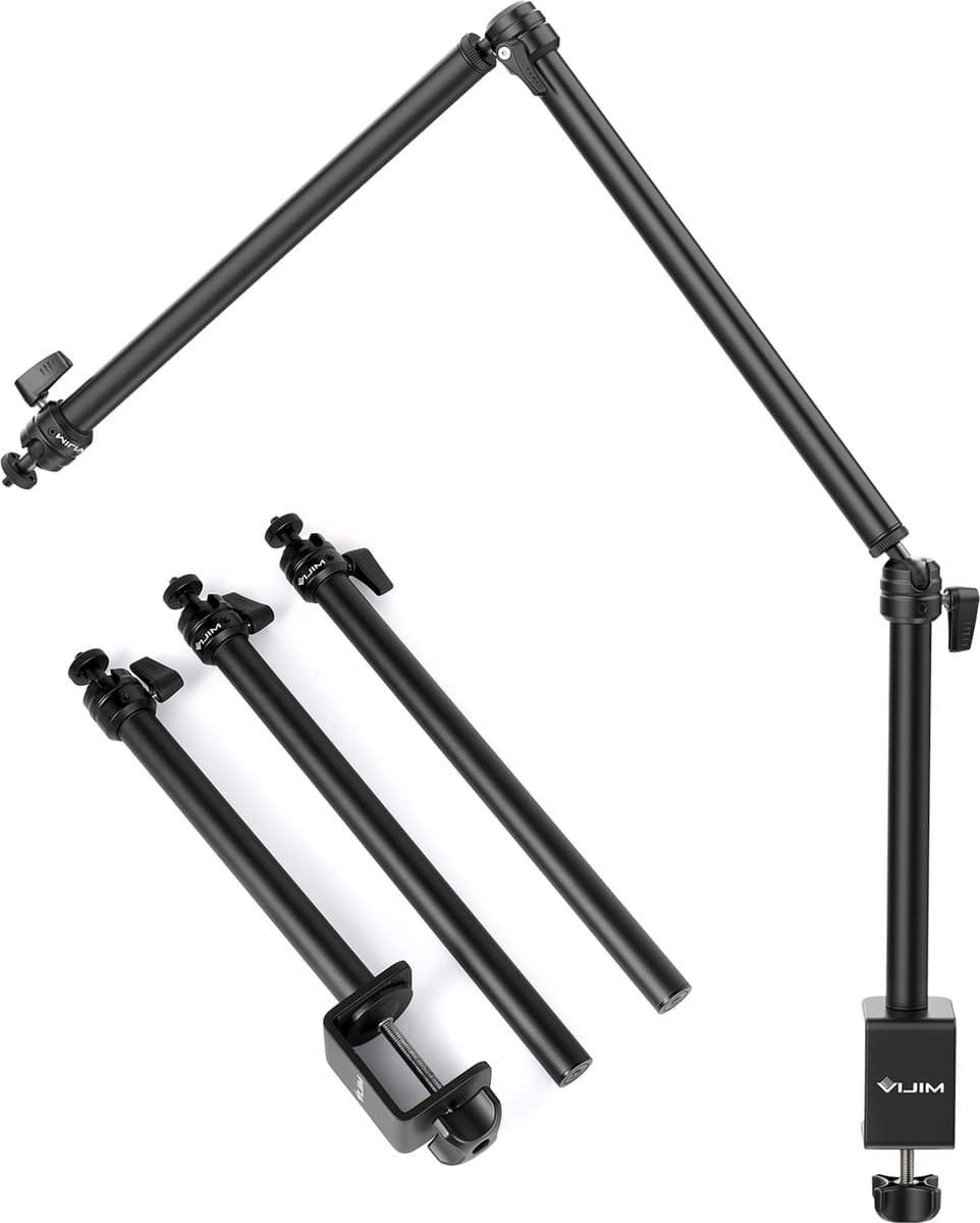 VIJIM LS08 Statief met tafelklem en arm - Drie delen - Maximale hoogte 96 cm - voor tafel/bureau tot 5 cm dik - Zwart — afbeelding 1