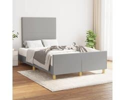 Bedframe met hoofdeinde, lichtgrijs, 120 x 200 cm, stoffen bed voor hotel, logeerkamer, slaapkamer, logeerkamer