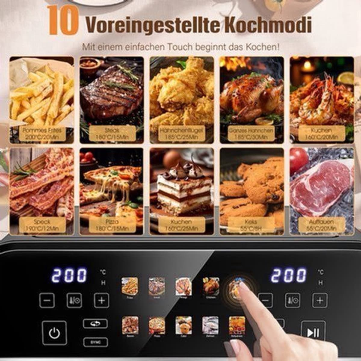 Airfryer – Friteuse – Heteluchtoven – Heteluchtfriteuse – Oven – 10,5L DualZone Met Dubbele Mand – 2600W Vermogen Met Touchscreen Bediening — afbeelding 1