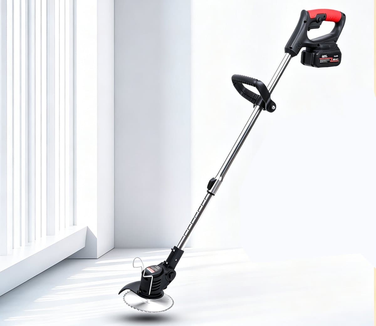 21V Draadloze Elektrische Grasmaaier Trimmer Lichtgewicht werkt op accu inclusief accu geschikt voor het maaien van gazon tuin en terras (Zwart) 85*16*8cm — afbeelding 1