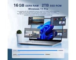 Laptop Zilver 16GB RAM 2TB SSD - 14.1 Inch IPS Scherm - Intel Core I9 - Windows 11 Pro - Draagbare Notebook