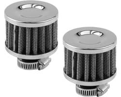 2 stuks auto-lucht- en oliefilters 12 mm, koudeluchtinlaatfilter voor auto-inlaatmodificatie, carterventilatie, zilverkleurig