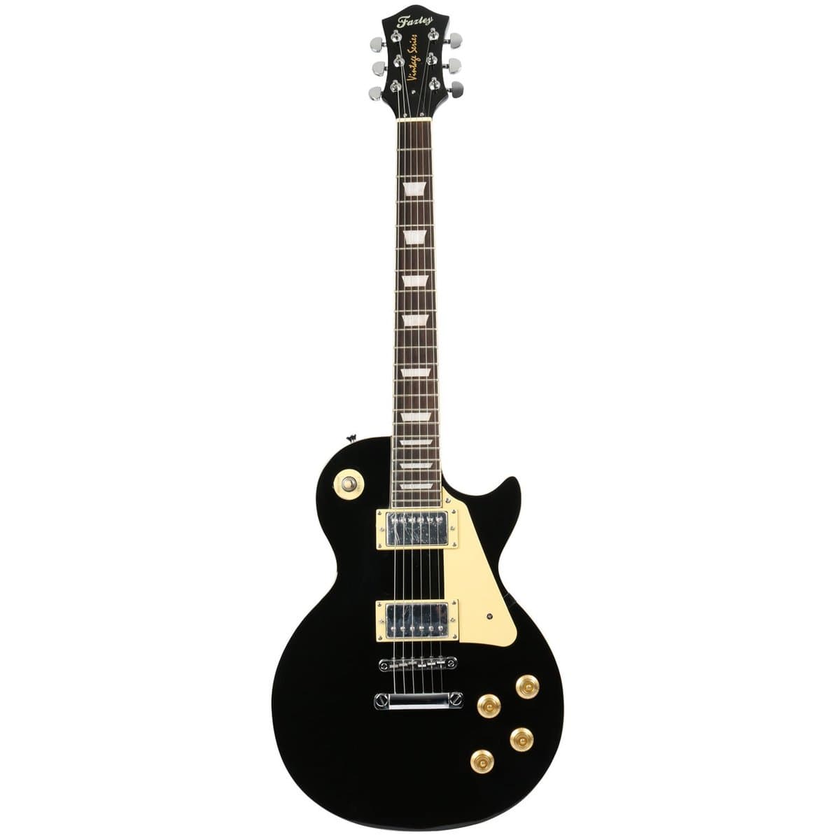 Elektrische Gitaar - Single Cut - Voor Beginners - 2 Humbuckers - Linde Body - Black - Vintage Series — afbeelding 1