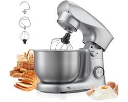 Keukenmachine - Keukenmixer/Deegmixer - Vermogen 1500 W - RVS Kom 4,2 L - 10 Snelheden - Kantelbare Kop - Met Deeghaak, Klopper en Garde