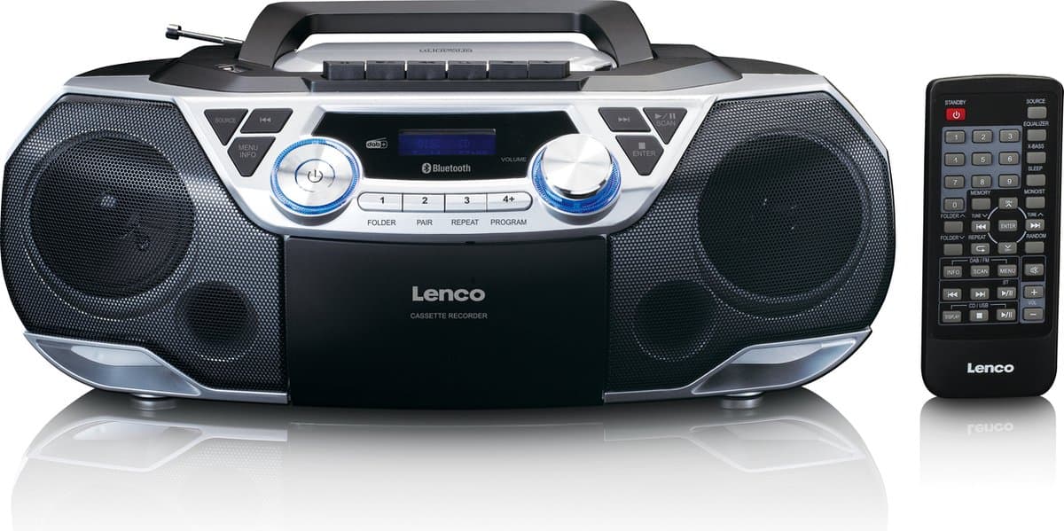 Lenco SCD-720SI - Draagbare DAB+ Radio met Bluetooth, CD-speler en Cassette - Stereo Boombox - Netstroom & Batterijen - Zilver — afbeelding 1