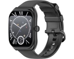 Knobbout 2.01”Scherm Smartwatch met Gebogen Scherm – Bluetooth Bellen, Hartslag & Slaapmonitoring, IP68 Waterdicht, 350mAh Batterij | Voor Sport & Gezondheid - Zwart