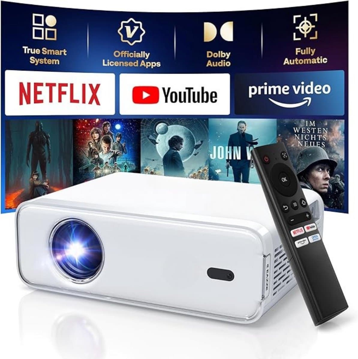 SCH® Mini beamers - Projector - Mini beamer - Wit - 22cm x 17cm x 8cm — afbeelding 1