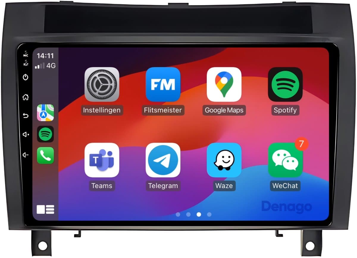 CarPlay autoradio geschikt voor Mercedes SLK | 2004 t/m 2010 | Android 13 | Draadloos Apple CarPlay & Android Auto | 2GB + 32GB | QuadCore processor | Denago DNG-A40 | 2025 model | 2004 2005 2006 2007 2008 2009 2010 | Bluetooth & Wifi — afbeelding 1