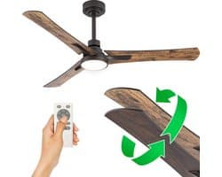 Goedewaere Plafondventilator - Met Afstandsbediening - Bruin - 2 Kleuren Bladen - Met lamp - Fluisterstil - Timer - Ideaal voor slaapkamer - Ventilator plafond - Verlichting - Plafondlamp