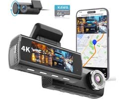 4K Dashcam voor Auto met GPS, Wifi, Nachtzicht en 64GB SD-kaart